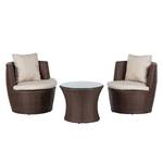 Balkon-Set Rattanesco Puca (3-teilig) Polyrattan / Textil - Braun / Beige