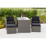 Set balcone Merano (11 pezzi) Nero - Grigio - Vetro - Rattan sintetico - Tessile - Altezza: 73 cm