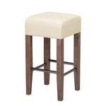 Tabouret de bar Delia Acacia massif / Imitation cuir - Gris