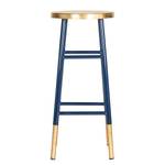 Tabouret de bar Druva I Fer - Bleu / Doré - Hauteur : 76 cm