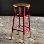 Tabouret de bar Druva I Fer - Rouge / Doré - Hauteur : 76 cm