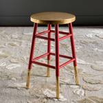 Tabouret de bar Druva I Fer - Rouge / Doré - Hauteur : 61 cm