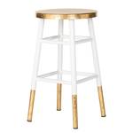 Tabouret de bar Druva I Fer - Blanc / Doré - Hauteur : 61 cm