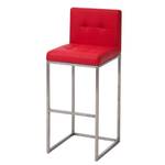 Tabouret de bar Edimbourg E77 Rouge - Acier inoxydable / cuir véritable