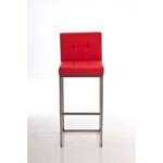 Tabouret de bar Edimbourg E77 Rouge - Acier inoxydable / cuir véritable