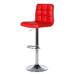 Tabouret de bar Fitzgerald Imitation cuir - Rouge / Chrome - 1 tabouret