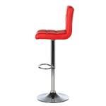 Tabouret de bar Fitzgerald Imitation cuir - Rouge / Chrome - 1 tabouret