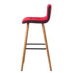 Barhocker Troon (2er-Set) Eiche massiv / Webstoff - Rot / Anthrazit