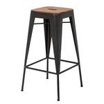 Tabourets de bar MANCHESTER - Lot de 2 Acacia massif / Métal - Acacia / Anthracite