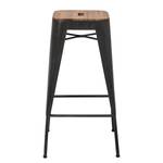 Tabourets de bar MANCHESTER - Lot de 2 Acacia massif / Métal - Acacia / Anthracite