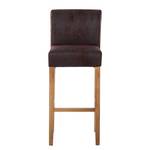 Tabouret de bar Reno Microfibre / Chêne massif - Marron / Chêne