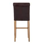 Tabouret de bar Reno Microfibre / Chêne massif - Marron / Chêne