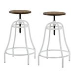 Tabourets de bar Roth (lot de 2) Bambou massif / Acier - Blanc