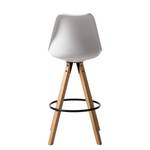 Chaise de bar ALEDAS coque en plastique Imitation cuir / Hévéa massif - Blanc - Lot de 2