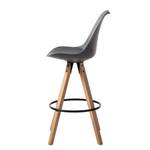 Chaise de bar ALEDAS coque en plastique Imitation cuir / Hévéa massif - Gris