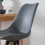 Chaise de bar ALEDAS coque en plastique Imitation cuir / Hévéa massif - Gris