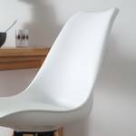 Chaise de bar ALEDAS coque en plastique Imitation cuir / Hévéa massif - Blanc - Lot de 2