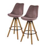 Chaises de bar Aledas III Velours / Caoutchouc massif - Rose vielli / Caoutchouc - Rose vieilli - Lot de 2