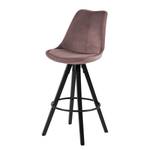 Chaises de bar Aledas III Velours / Caoutchouc massif - Rose vieilli / Noir - Rose vieilli - Lot de 2