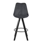 Chaises de bar Aledas III Velours / Caoutchouc massif - Gris foncé / Noir - Anthracite / Noir - Lot de 2