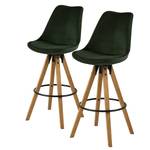 Chaises de bar Aledas III Velours / Caoutchouc massif - Vert foncé / Caoutchouc - Vert foncé - Lot de 2