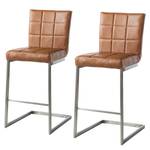 Chaises de bar Damia I (lot de 2) Imitation cuir - Cognac / Acier inoxydable