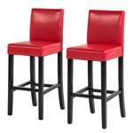 Barstoelen Nello (2-delige set) kunstleer - Rood