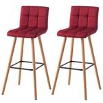 Chaises de bar Panola (lot de 2) Tissu / Hêtre massif - Rouge cerise
