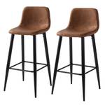 Chaises de bar Pohang (lot de 2) Imitation cuir / Métal - Marron / noir