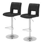 Chaises de bar Selina I (lot de 2) Imitation cuir / Chrome - Noir