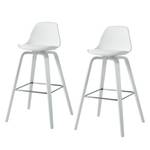 Chaises de bar Vallvik II (lot de 2) Imitation cuir / Chêne massif - Blanc