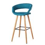 Chaises de bar Volda (lot de 2) Tissu / Chêne massif - Bleu pétrole