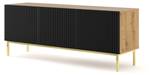 Tv lowboard RAVENNA B RTV150 3D Beige - Schwarz - Gold