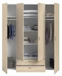 Armoire VARIA - Décor chene - 4 portes b Beige - Bois manufacturé - 160 x 185 x 51 cm