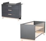 Set de chambre bébé Jara 2 pcs Gris - Bois manufacturé