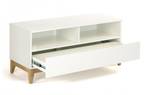 Meuble TV design scandinave Wide blanc Blanc - En partie en bois massif - 120 x 55 x 48 cm