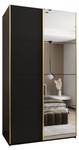 Armoire Lux 3 Noir - Doré - Largeur : 140 cm