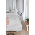 Parure de lit Lacy Coton - Blanc / Rose pastel - 135 x 200 cm + oreiller 80 x 80 cm