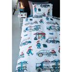 Beddengoed Car Tools katoen - wit/blauw - 100x135cm + kussen 40x60cm