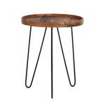 Table d'appoint Gimont Teck massif / Métal - 50 x 50 cm