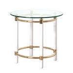 Table d'appoint Moselle I Acier / bois massif - Doré / Blanc brillant