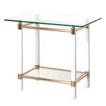 Table d'appoint Moselle II Acier / Bois massif - Plaqué or / Blanc brillant