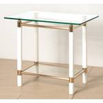 Table d'appoint Moselle II Acier / Bois massif - Plaqué or / Blanc brillant