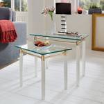 Table d'appoint Moselle IV Acier / Bois massif - Plaqué or / Blanc brillant