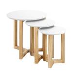 Tavolino Kumano (set da 3) Parzialmente in legno massello di quercia Bianco opaco