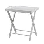 Table d'appoint Vassia Pin partiellement massif - Blanc