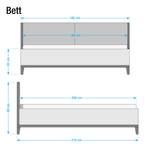 Bett Vedia Webstoff / Eiche teilmassiv - Weiß / Eiche