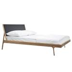 Massief houten bed Fleek I massief eikenhout - Lichte eikenhouten - Stof Muya: Antraciet - 160 x 200cm