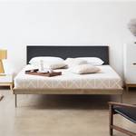 Massief houten bed Fleek I massief eikenhout - Lichte eikenhouten - Stof Muya: Antraciet - 160 x 200cm