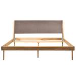 Massief houten bed Fleek I massief eikenhout - Eik - Stof Gaia: Bruin-Grijs - 160 x 200cm